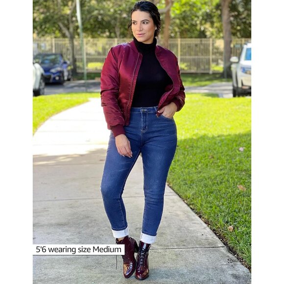 Women's Fleece Lined Jeans Thermal Denim Jeggings High Waist Stretch Warm - Picture 4 of 5